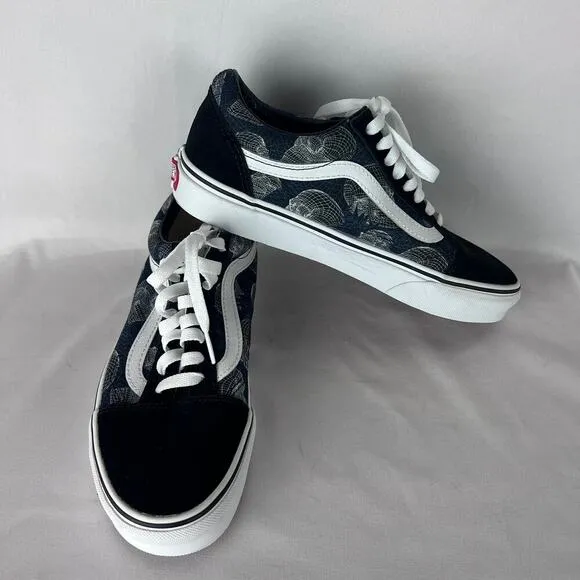 Vans Old Skool Skulls Wireframe Shoes Suede Trainers Skateboard Blk Men Size 6.5