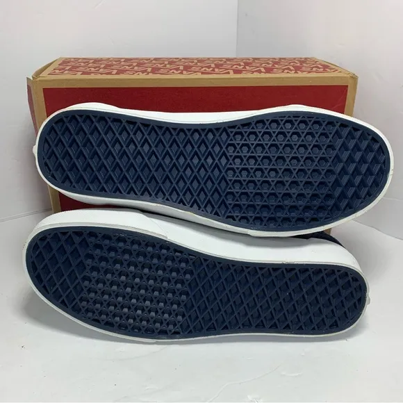 Vans Old Skool Suede Nylon Hook &amp; Loop Strap Shoes Navy Blue Womens Size 10