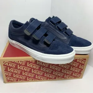 Vans Old Skool Suede Nylon Hook &amp; Loop Strap Shoes Navy Blue Womens Size 10