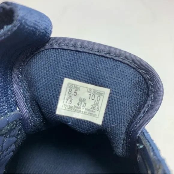 Vans Old Skool Suede Nylon Hook &amp; Loop Strap Shoes Navy Blue Womens Size 10