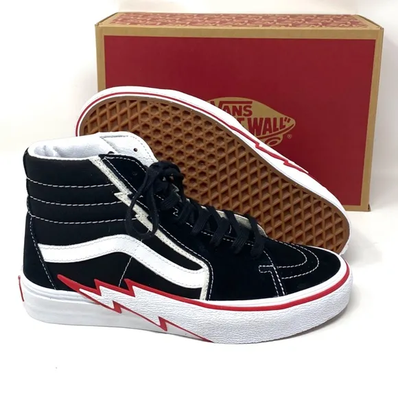 VANS Sk8-Hi Bolt Skate Shoes Suede Canvas Women's Sneakers Black Red VN0A5JIVBRR