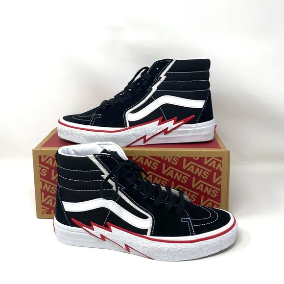 VANS Sk8-Hi Bolt Skate Shoes Suede Canvas Women's Sneakers Black Red VN0A5JIVBRR