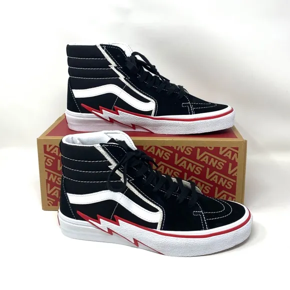 VANS Sk8-Hi Bolt Skate Shoes Suede Canvas Women's Sneakers Black Red VN0A5JIVBRR