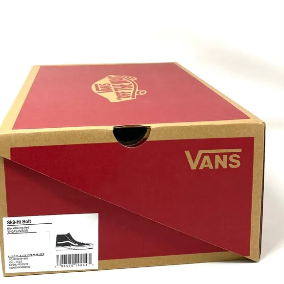 VANS Sk8-Hi Bolt Skate Shoes Suede Canvas Women's Sneakers Black Red VN0A5JIVBRR