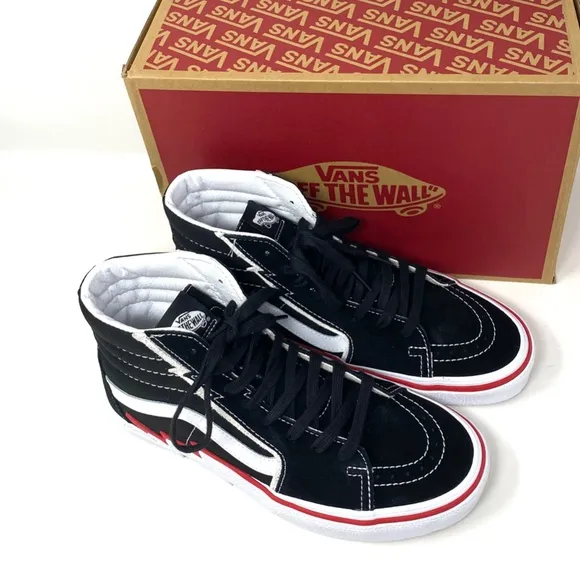 VANS Sk8-Hi Bolt Skate Shoes Suede Canvas Women's Sneakers Black Red VN0A5JIVBRR