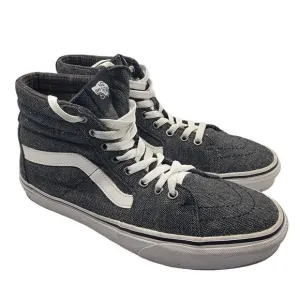VANS Sk8 Hi Mens 8.5 Tweed Black True White Sneaker Shoes High Tops Athletic
