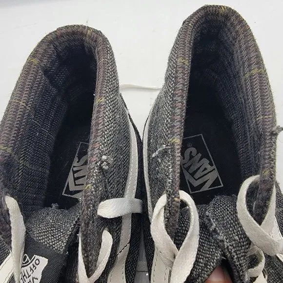 VANS Sk8 Hi Mens 8.5 Tweed Black True White Sneaker Shoes High Tops Athletic