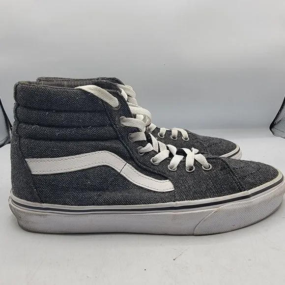 VANS Sk8 Hi Mens 8.5 Tweed Black True White Sneaker Shoes High Tops Athletic