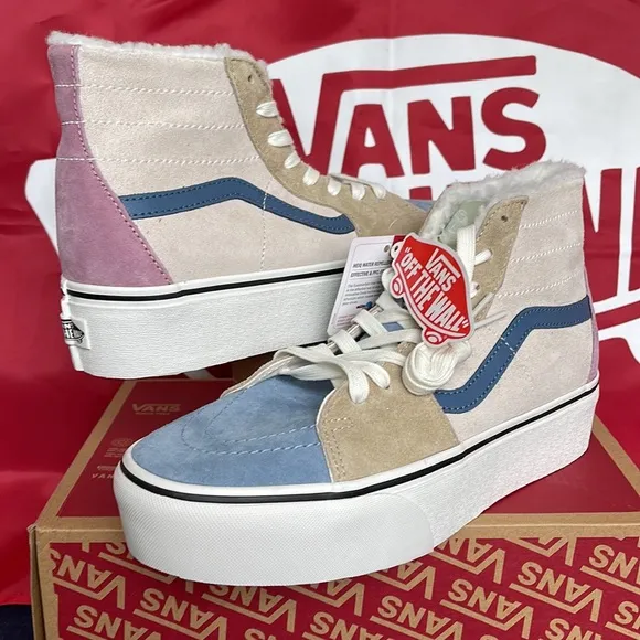 Vans Sk8-Hi TaperedPig Suede/Sherpa Multi CoVN0A7Q5PMULWMNS Platforms