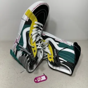 VANS SK8-HI Deconstructed Cut &amp; Paste Checks Stripes Zipper Side Suede Shoes 7,5