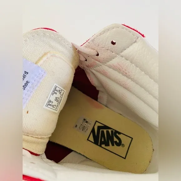 VANS SK8 Red Suede Canvas High Top Skate Shoe Gum Sole Sneaker Men 8 Women 9.5