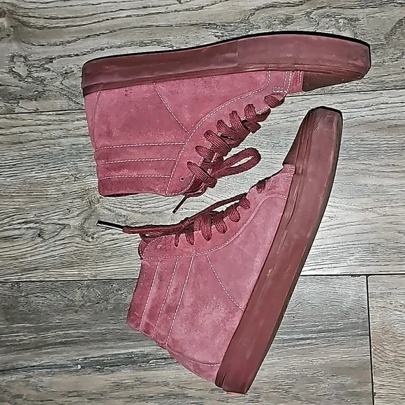 Vans Supreme Native American maroon suede sneakers high too lace up logo men8.5
