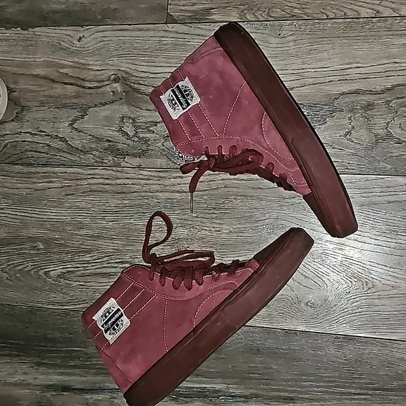 Vans Supreme Native American maroon suede sneakers high too lace up logo men8.5