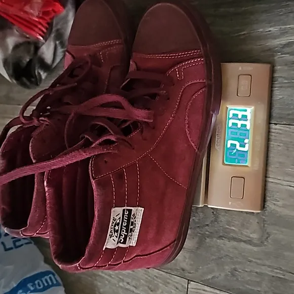 Vans Supreme Native American maroon suede sneakers high too lace up logo men8.5