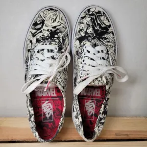 Vans X Marvel B&amp;W Avengers Women Low Top Shoes - Size 6.5 (Men) 8 (Women)