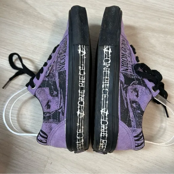 Vans X One Piece Old Skool Shoes Wanted Nico Robin  Purple Suede Mens Size 4.5