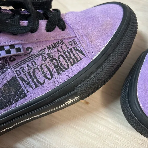 Vans X One Piece Old Skool Shoes Wanted Nico Robin  Purple Suede Mens Size 4.5