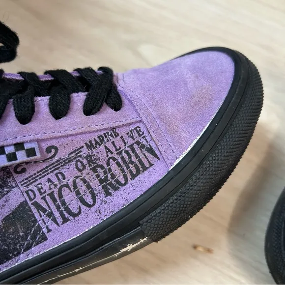 Vans X One Piece Old Skool Shoes Wanted Nico Robin  Purple Suede Mens Size 4.5