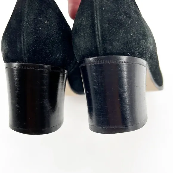 Varda Handmade Italian Black Suede Pumps, Size 7.5
