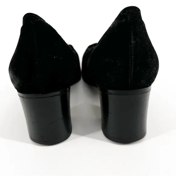 Varda Handmade Italian Black Suede Pumps, Size 7.5