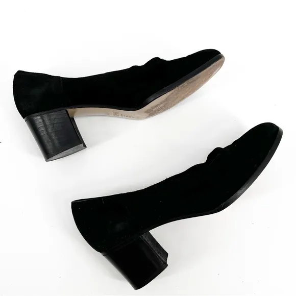 Varda Handmade Italian Black Suede Pumps, Size 7.5