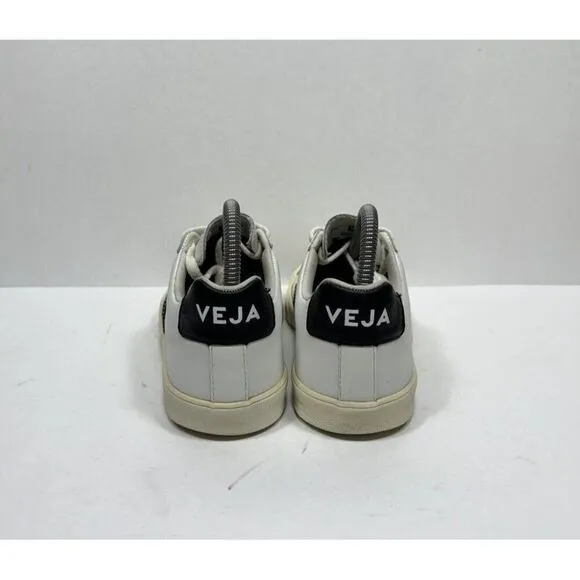 Veja Esplar Womens Size 6 White Leather Black V Logo Stitched Casual Shoes
