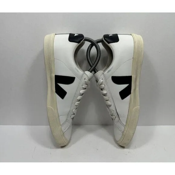 Veja Esplar Womens Size 6 White Leather Black V Logo Stitched Casual Shoes