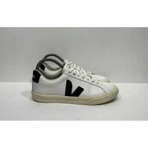 Veja Esplar Womens Size 6 White Leather Black V Logo Stitched Casual Shoes