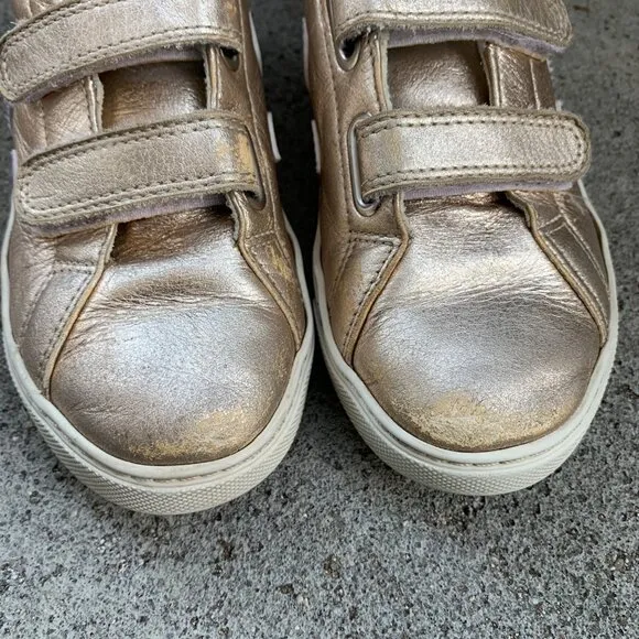VEJA Gold Sneakers Girls US 2 Euro 33 Running Shoes Metallic Sneaker Velcro Shoe