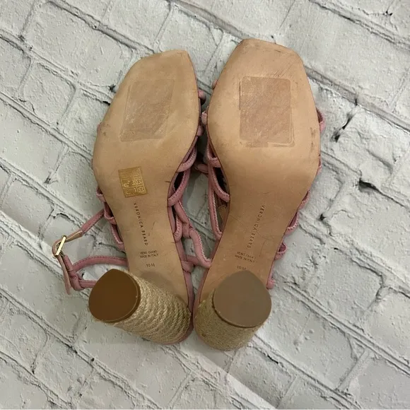 Veronica Beard Dusty Pink Suede Jute Heel Shoes