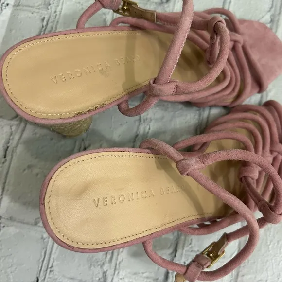 Veronica Beard Dusty Pink Suede Jute Heel Shoes