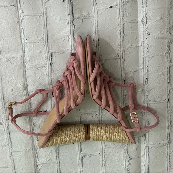 Veronica Beard Dusty Pink Suede Jute Heel Shoes