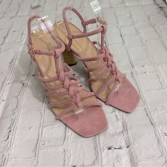 Veronica Beard Dusty Pink Suede Jute Heel Shoes