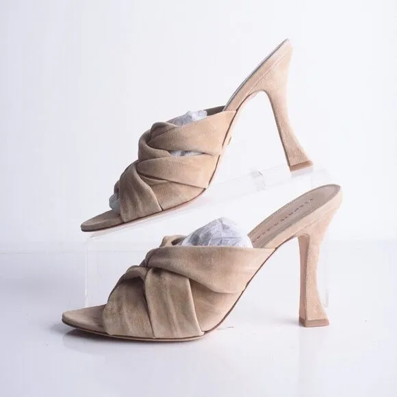 Veronica Beard Womens Alin Suede Sandals Braided Tan Mule Heels US 11 EU 41