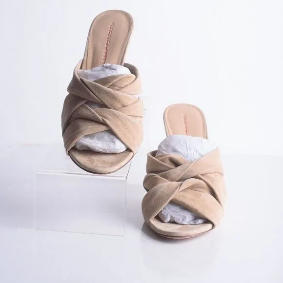 Veronica Beard Womens Alin Suede Sandals Braided Tan Mule Heels US 11 EU 41