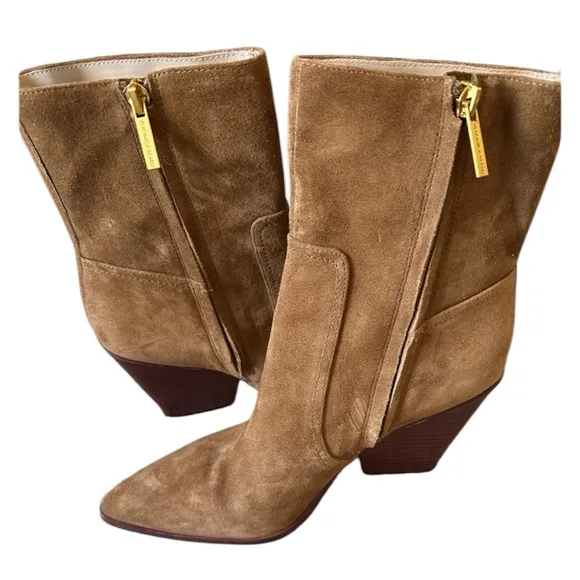 VERONICA BEARD women's logan suede bootie in hazelwood brown size 6