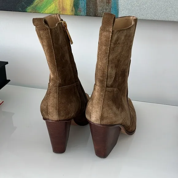 VERONICA BEARD women's logan suede bootie in hazelwood brown size 6