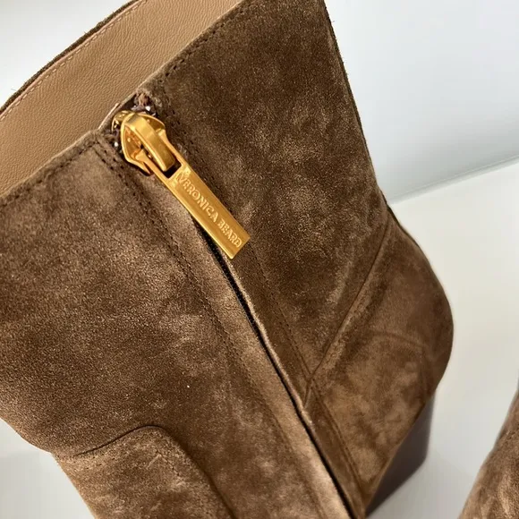 VERONICA BEARD women's logan suede bootie in hazelwood brown size 6