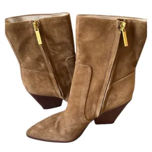VERONICA BEARD women's logan suede bootie in hazelwood brown size 6