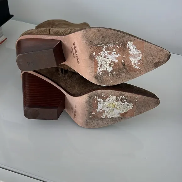 VERONICA BEARD women's logan suede bootie in hazelwood brown size 6