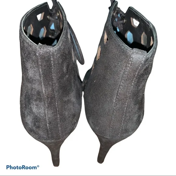 Via Spiga Eloise Black Suede Cage Booties Heels