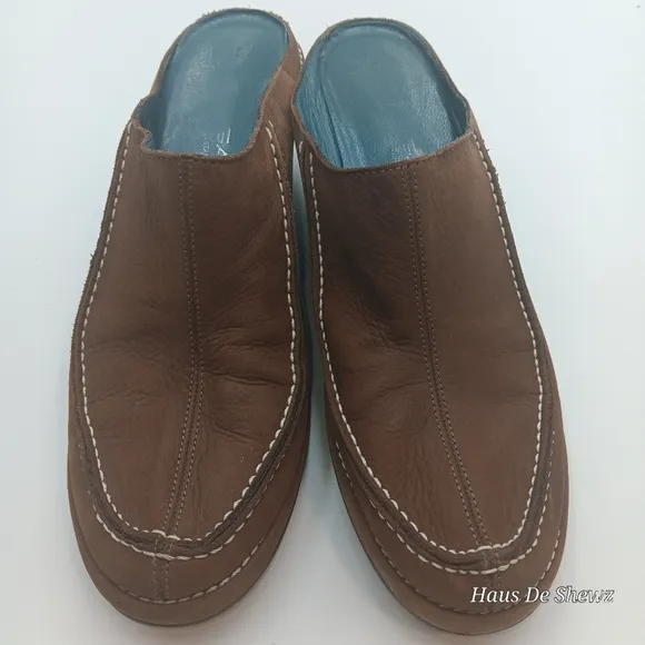 Via Spiga Leather Suede Clog Mule Shoes