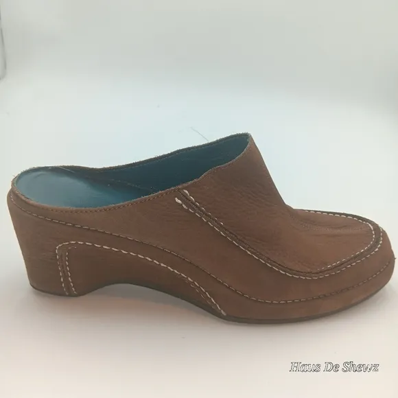 Via Spiga Leather Suede Clog Mule Shoes