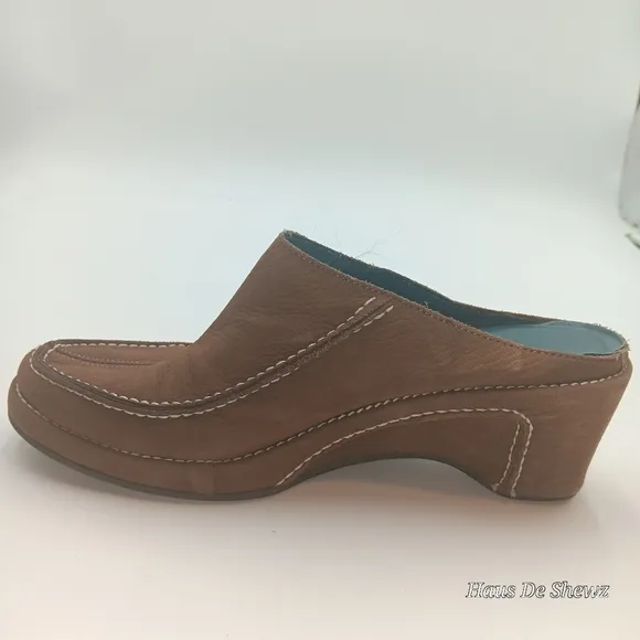 Via Spiga Leather Suede Clog Mule Shoes