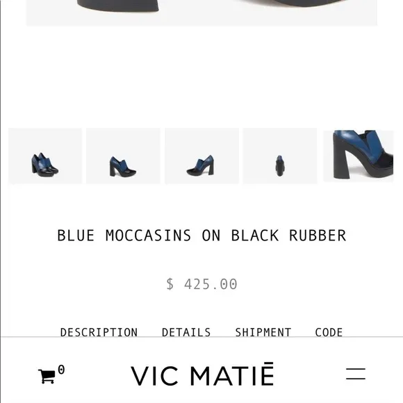 VIC Matie blue moccasins on black rubber shoes