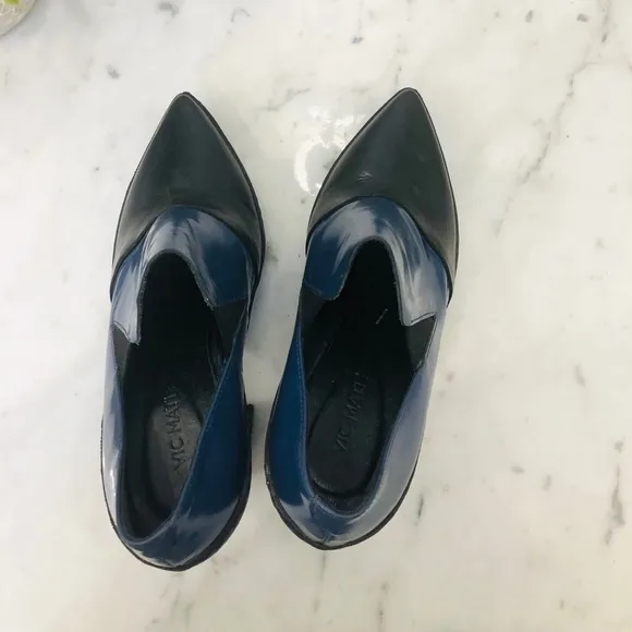 VIC Matie blue moccasins on black rubber shoes