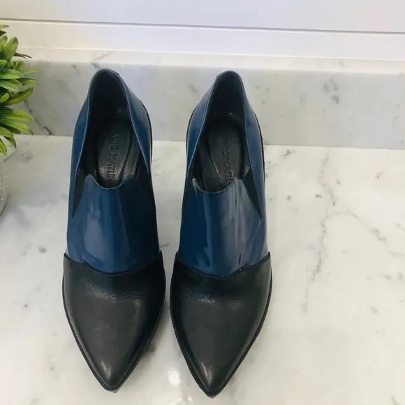 VIC Matie blue moccasins on black rubber shoes
