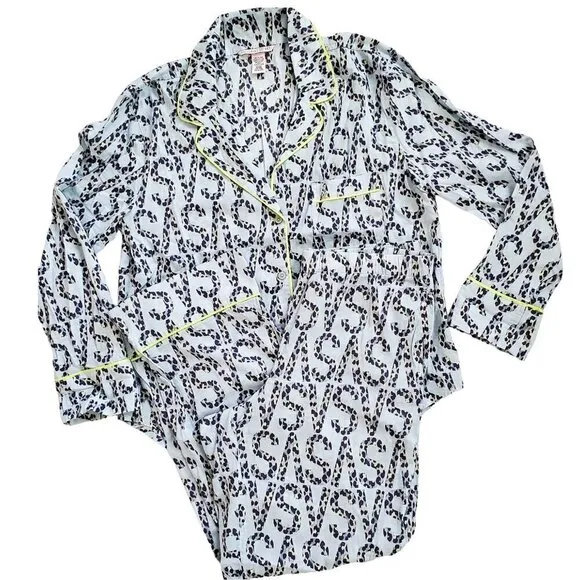 Victoria's Secret Rare Cheetah Leopard Logo Print Modal Pajama Set PJs Small