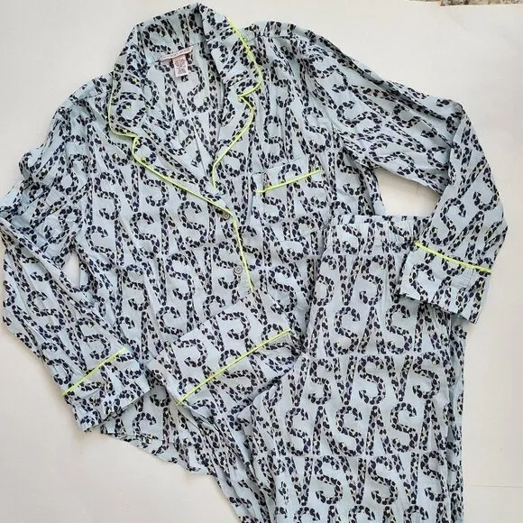 Victoria's Secret Rare Cheetah Leopard Logo Print Modal Pajama Set PJs Small