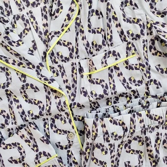 Victoria's Secret Rare Cheetah Leopard Logo Print Modal Pajama Set PJs Small